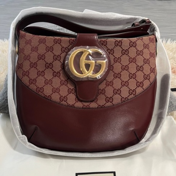 New Authentic Gucci Medium GG Canvas & Leather Shoulder Bag - Picture 1 of 11
